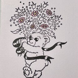 Teddy with Bouquet Rubber Stamp Teddy with Bouquet Rubber Stamp