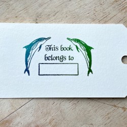 Dolphin Bookplate Rubber Stamp