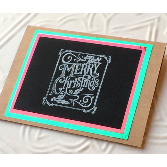 Merry Christmas Chalk Board Rubber Stamp