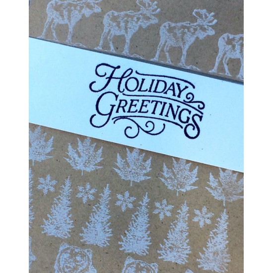 Holiday Greetings Rubber Stamp