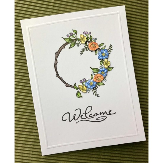 Floral Wreath Rubber Stamp