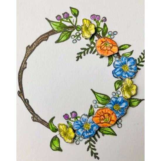 Floral Wreath Rubber Stamp