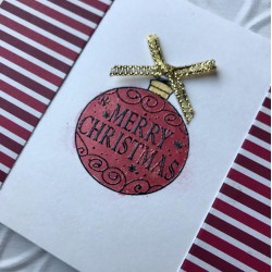 Merry Christmas Ball Decoration Rubber Stamp