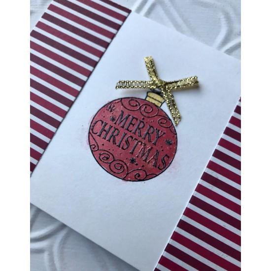 Merry Christmas Ball Decoration Rubber Stamp