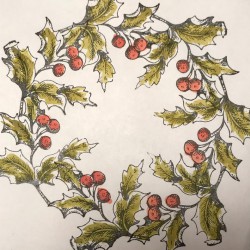 Vintage Holly Rubber Stamp