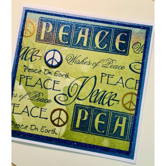 Peace Block Print Script Rubber Stamp