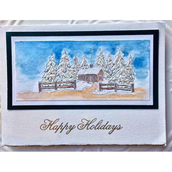 Snowy Cabin Rubber Stamp