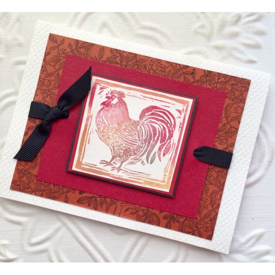 Block Print Rooster  Rubber Stamp