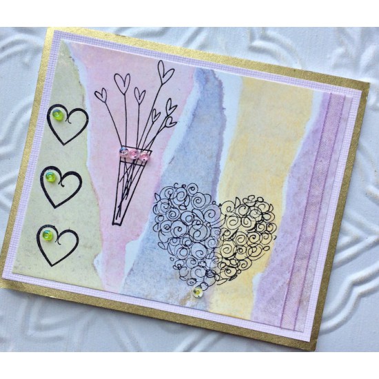 Rosette Heart Rubber Stamp