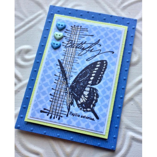 Butterfly Collage Rubber Stamp