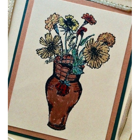 Flower Vase Rubber Stamp