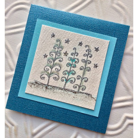 Starry Night Trees Rubber Stamp
