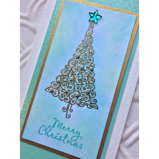 Swirly Christmas Tree Rubber Stamp
