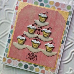Cherry Cupcake Rubber Stamp