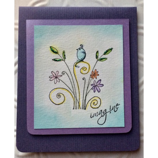 Feathers and Flowers Rubber Stamp