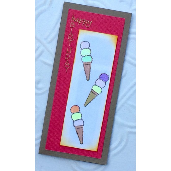 3 Scoops Ice Cream Cone Rubber Stamp
