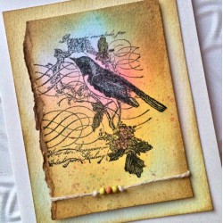 Story Bird Collage Rubber Stamp