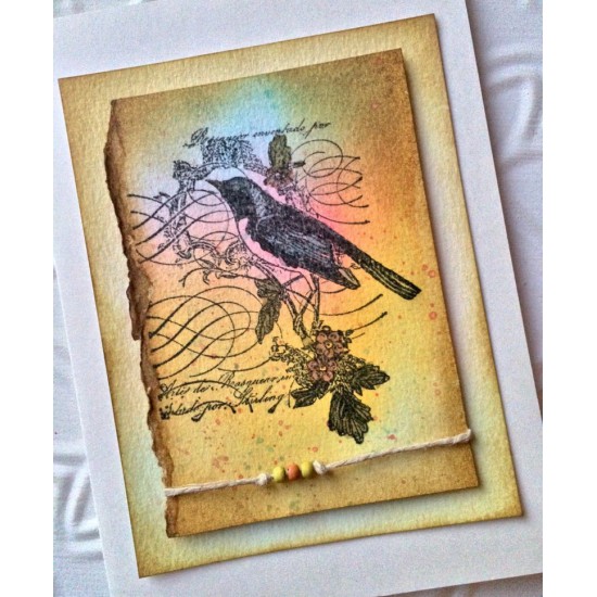 Story Bird Collage Rubber Stamp