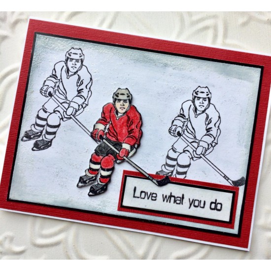 Hockey Player Rubber Stamp