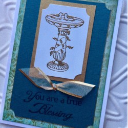 Bird Bath Rubber Stamp