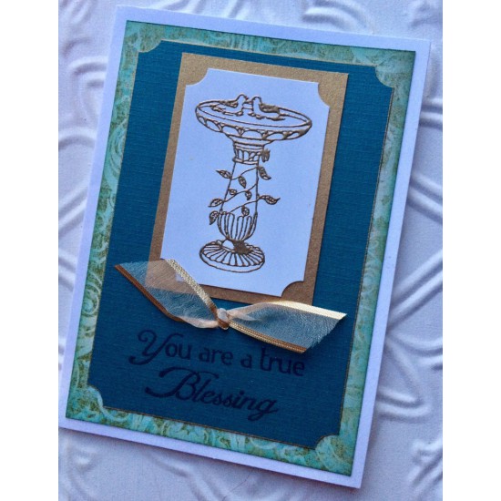 Bird Bath Rubber Stamp