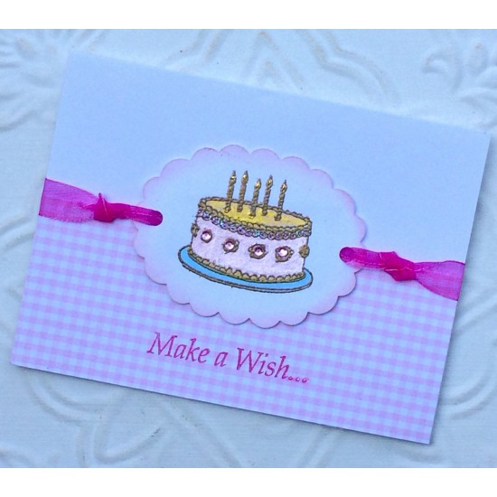 Rosette Birthday Cake Rubber Stamp