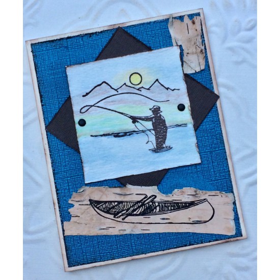 Serene Fly Fishing Rubber Stamp