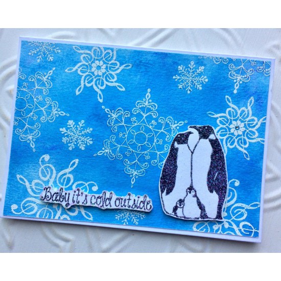 Penguin Family Rubber Stamp