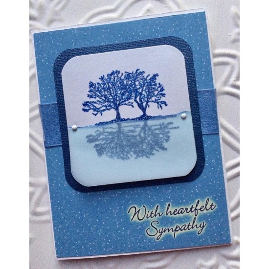 Winter Reflection Trees Rubber Stamp