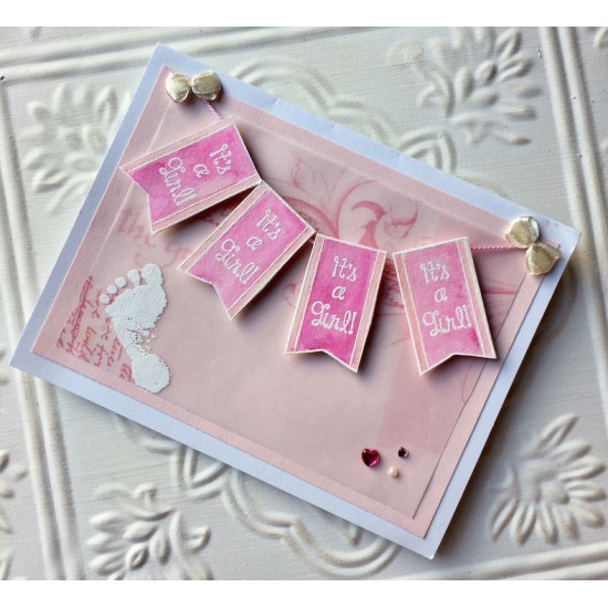 It's A Girl! Banner Rubber Stamp