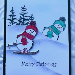Downhill Snowman Rubber Stamp Downhill Snowman Rubber Stamp