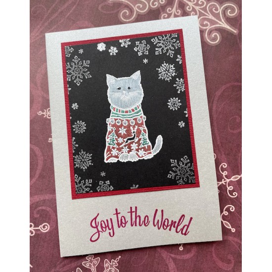 Grumpy Christmas Cat Rubber Stamp